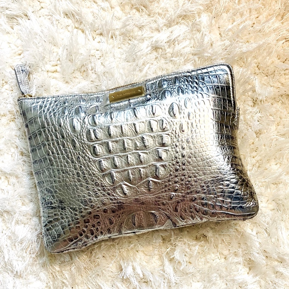 Brahmin Croc/Alligator Embossed Leather Clutch